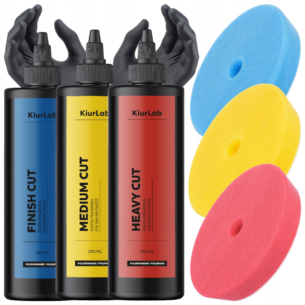 Kiurlab Zestaw 3x Pasta Polerska Do Polerowania Lakieru Usuwania Rys Pady
