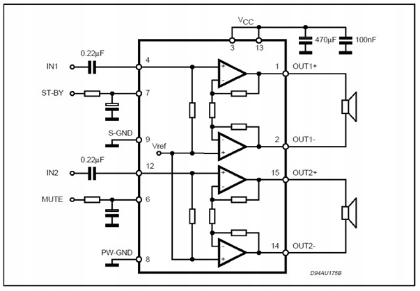 MODUŁ WZMACNIACZA AUDIO TDA7297 2 X 15W Model TDA7297