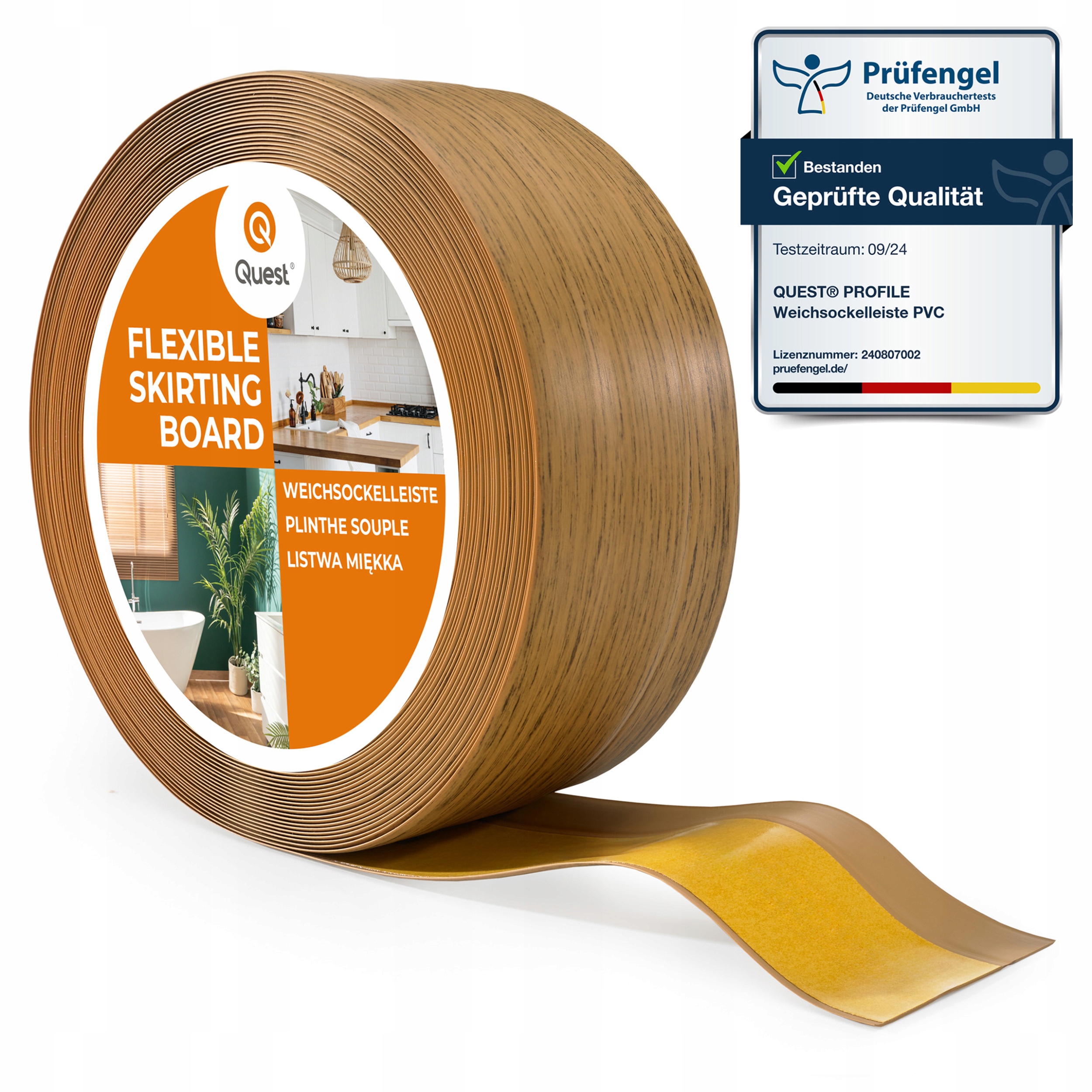 samolepicí soklová lišta Quest Pvc 50x20mm dubová 25m flexibilní