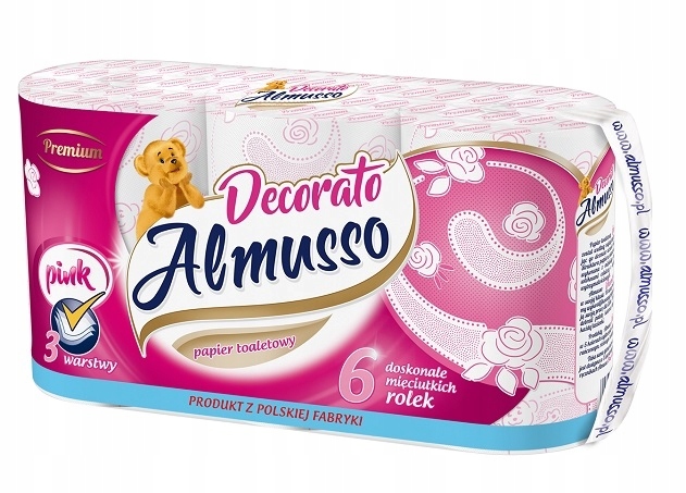 

Almusso, Decorato Papier toaletowy, różowy 6 rolek