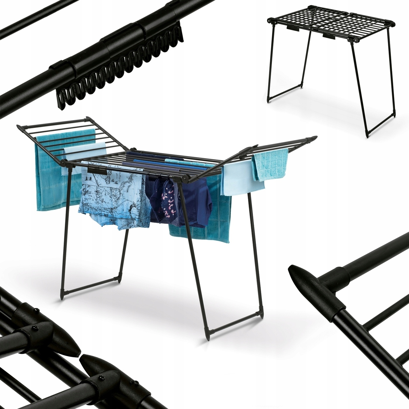 Suszarka na Pranie Balkonowa Dwuskrzydłowa Czarna Konighoffer Spring 19mb