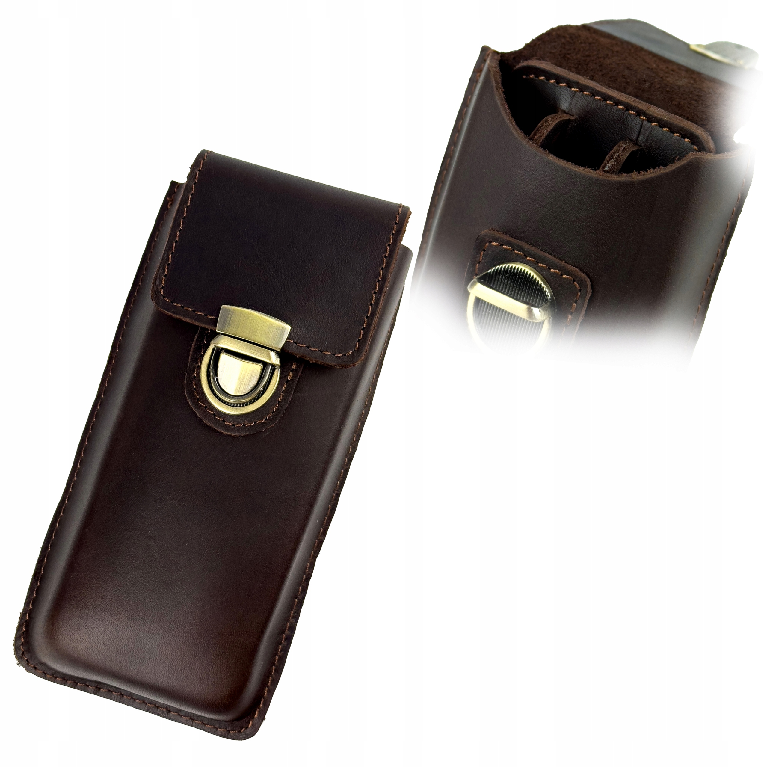 Kožené Pouzdro Pouzdro Penál na Pera 3 Sloty Přírodní Hovězí Kůže