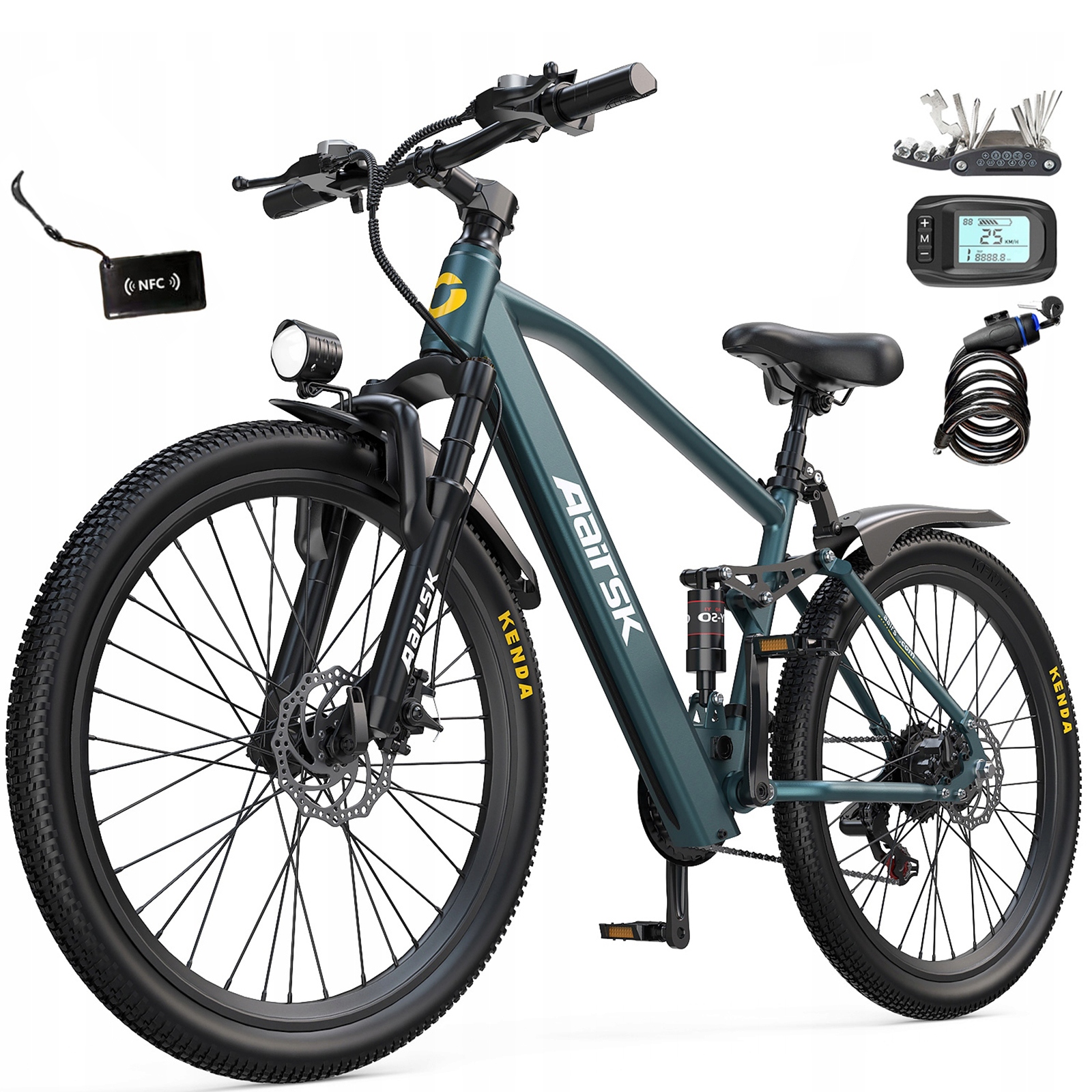 26" Elektrické kolo Aairsk GT900, 250W, 36V 13AH, dojezd 70 km, 21 rychlostí Nfc, E-mtb Offroad