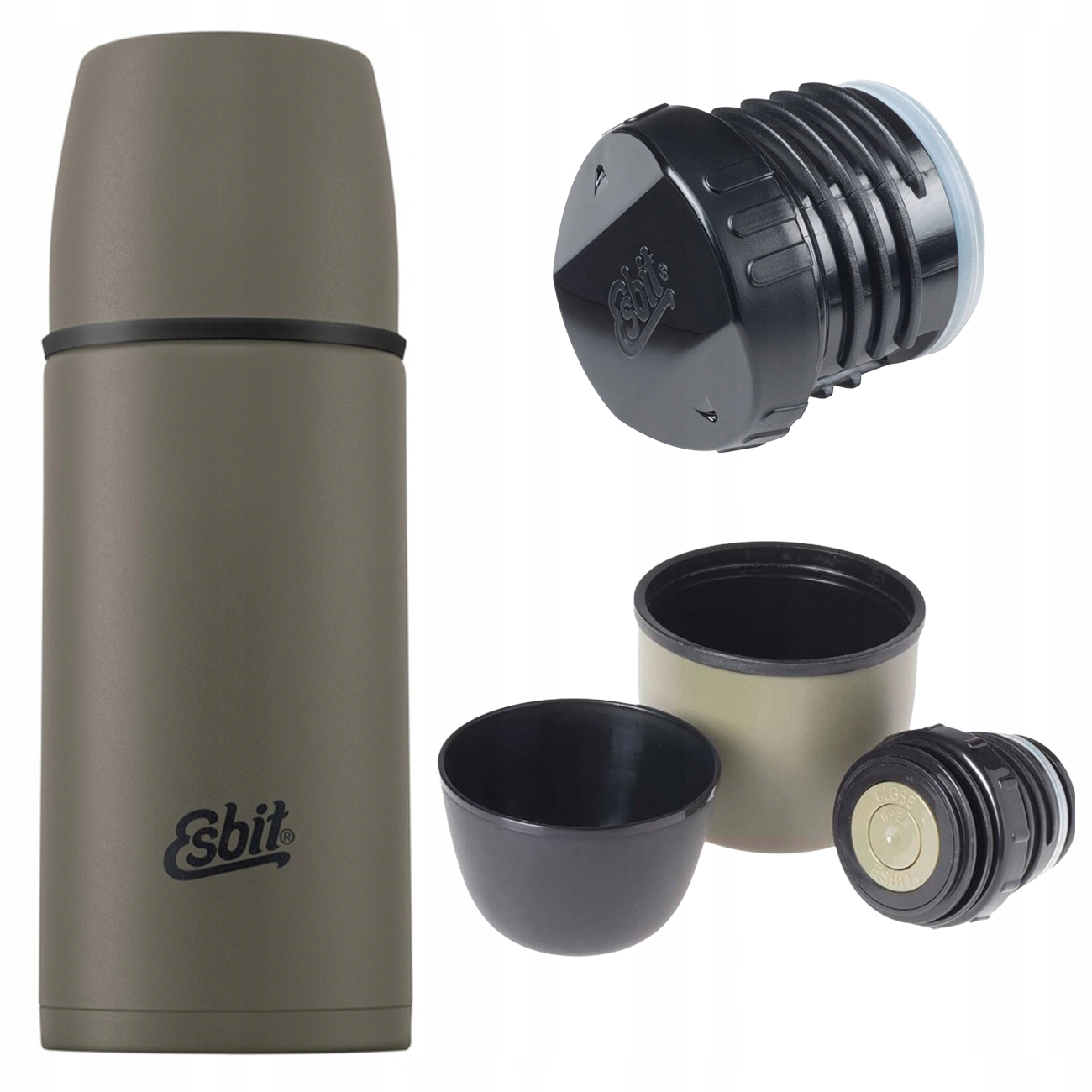 Termos Esbit Próżniowy Na Napoje Vacuum Flask 0,5L 2 Kubki Oliwkowy