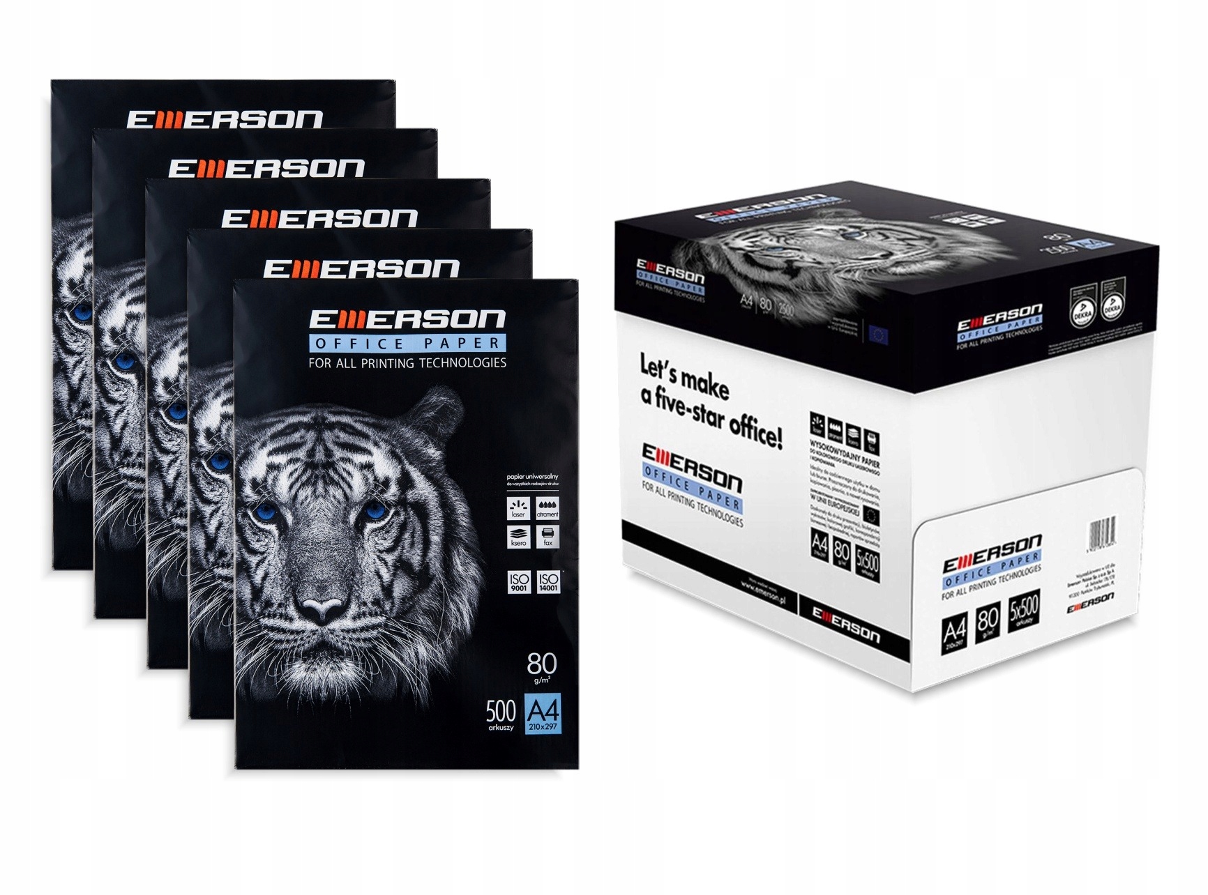 

Papier ksero A4 Emerson A4 80g/m2 Karton 5 Ryz