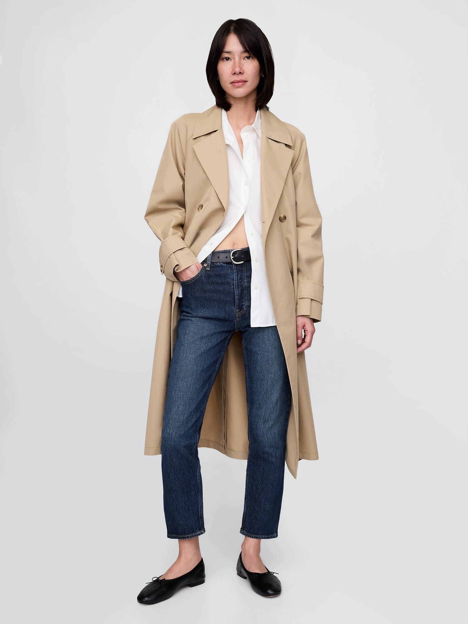Gap Džíny high rise cheeky straight jeans with Washwell