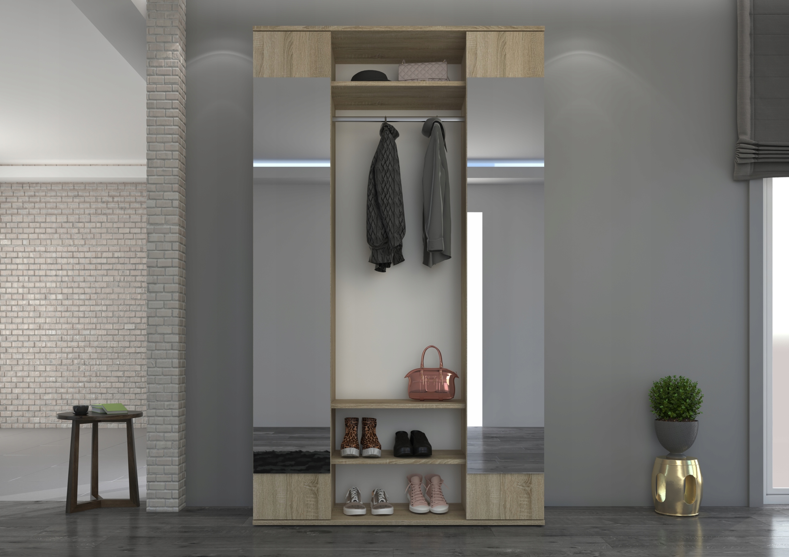 GARDEROBA SZAFA Z LUSTREM 110 CM LUNA PRZEDPOKÓJ DĄB SONOMA MAFMEBLE Marka MAFmeble