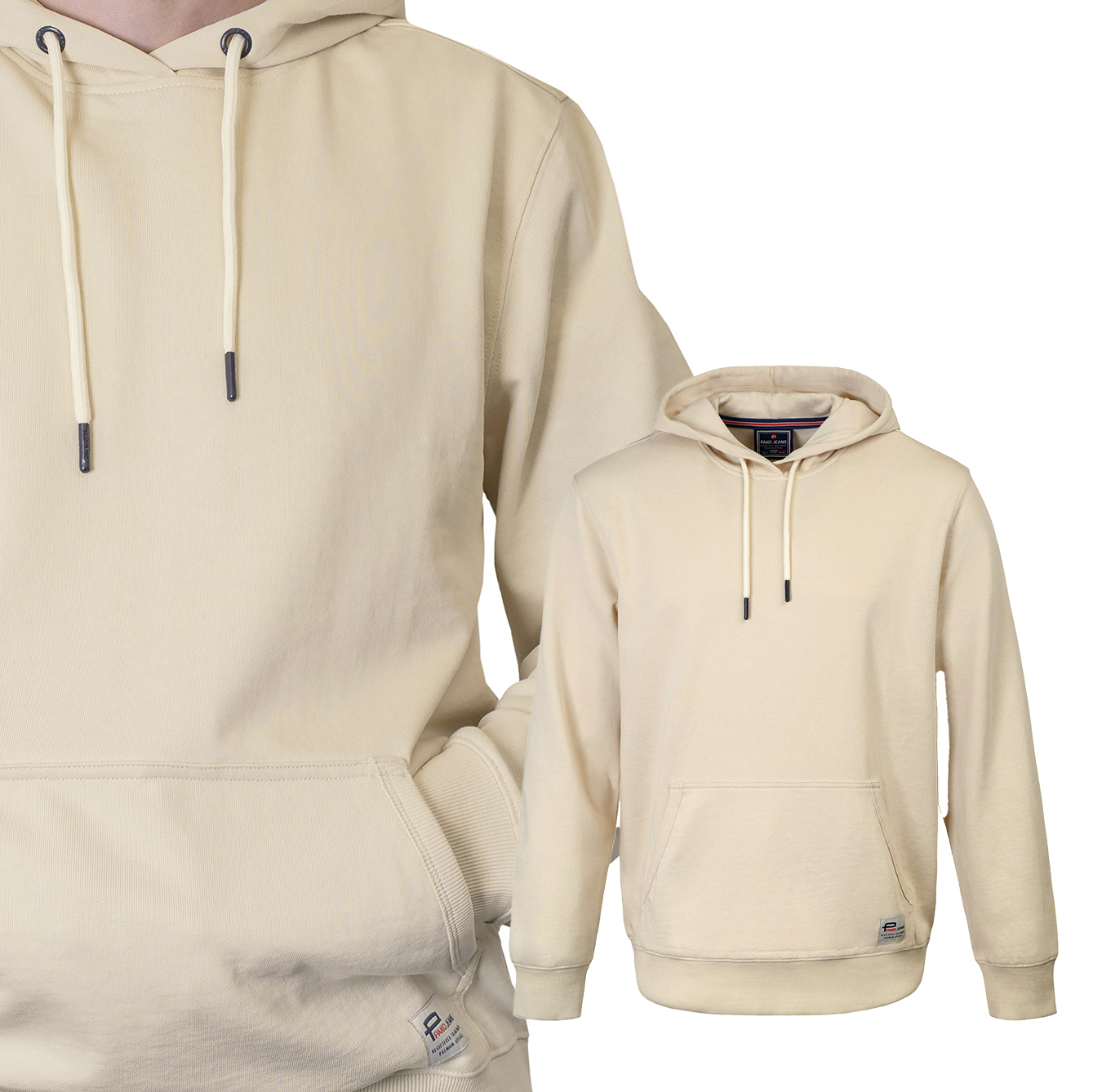 pánská mikina klokanka s kapucí Tepláková Nezateplená Ecru M Pako Jeans