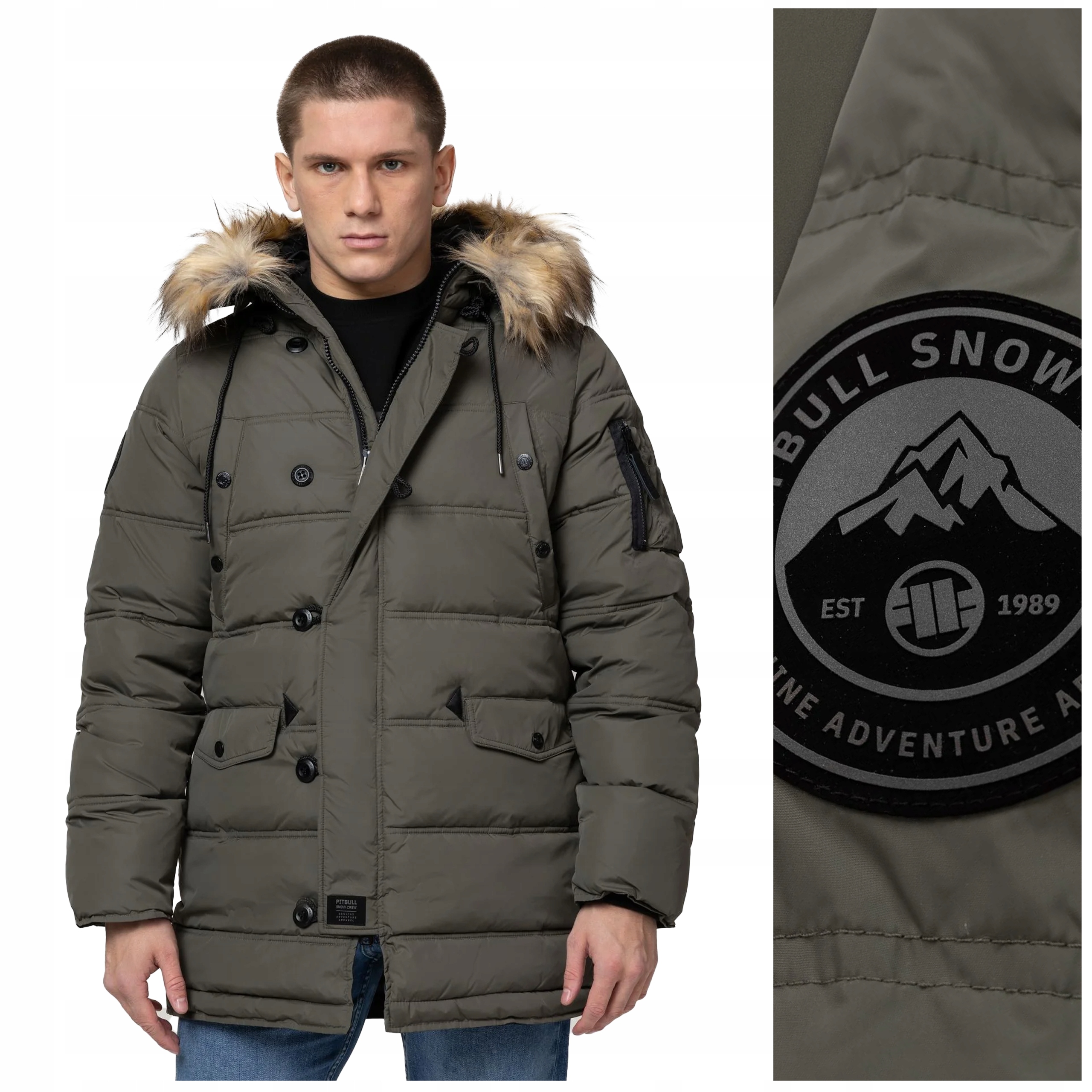 Zimní bunda parka Pit Bull "kingston II" s kapucí vel. 3XL olivová