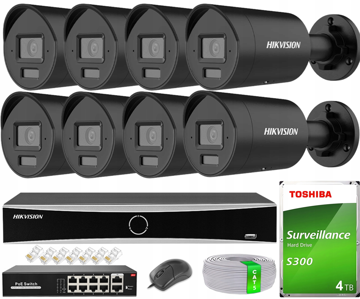 Sada na monitorovanie 4MP Hikvision Acusense 8xDS-2CD2043G2-LI2U Black 4TB