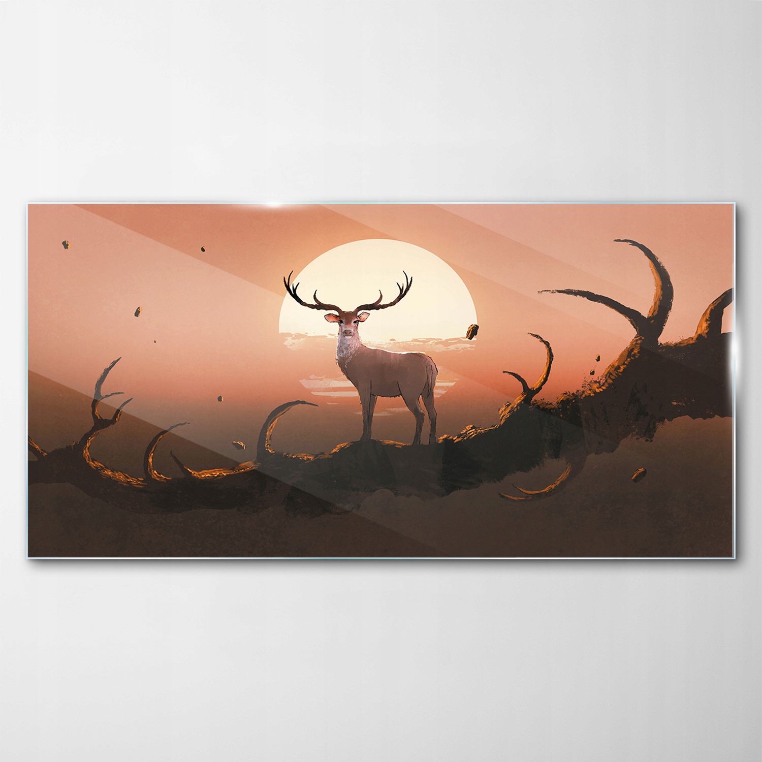 Sklenený obraz Dekor Jeleň Vetva Zviera 100x50