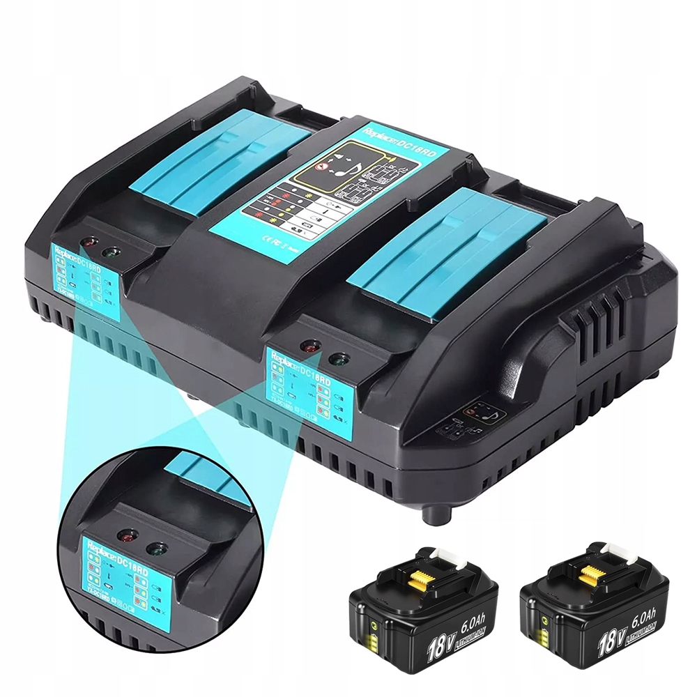 2X Akumulátor Baterie Pro 6AH BL1840 BL1850 BL1860 Nabíječka 14.4-18V