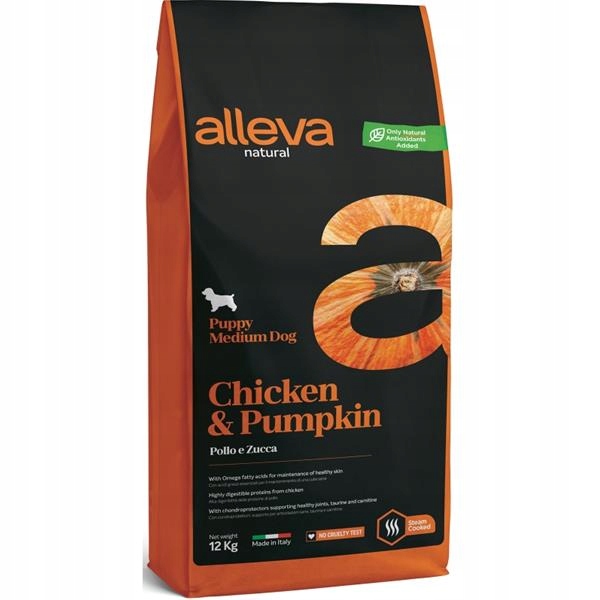 Levně Alleva Natural Dog Dry Puppy Chicken&Pumpkin Medium 12kg