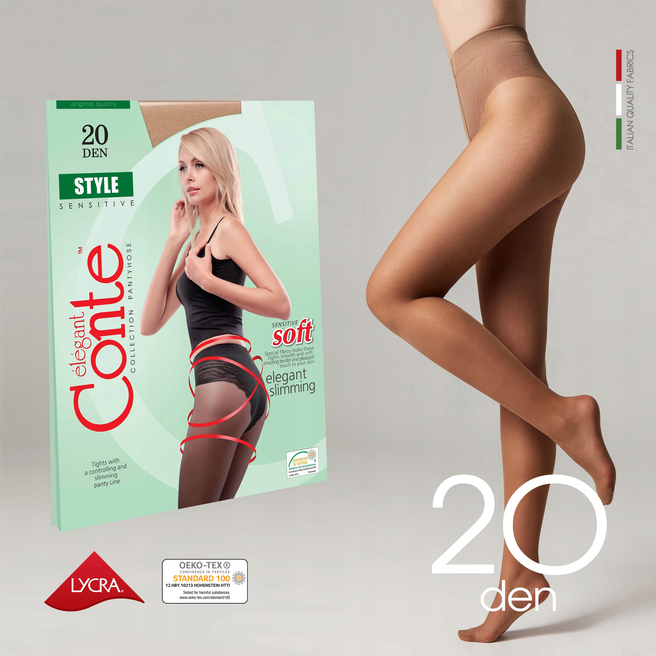 Rajstopy WYSZCZUPLAJĄCE z ażurowymi majtkami Conte STYLE 20 den LYCRA Kod producenta 1001143270040001