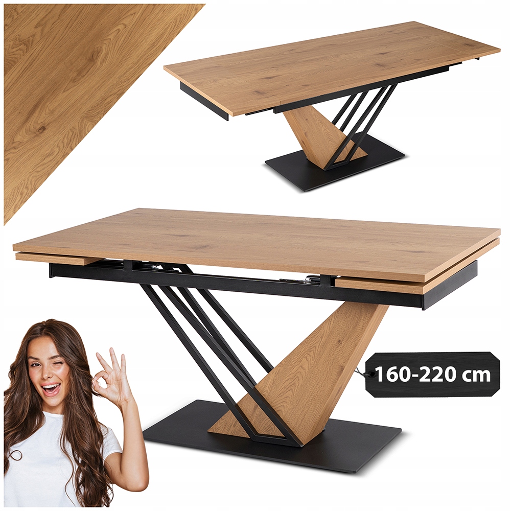 Rozkládací stůl do jídelny Kuchyňský obývací pokoj Velký dub Rex 160-220