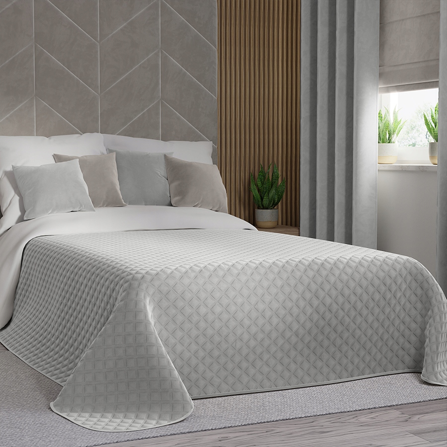 Velvi Přehoz na postel, 220 x 240 cm, pastelově šedá barva