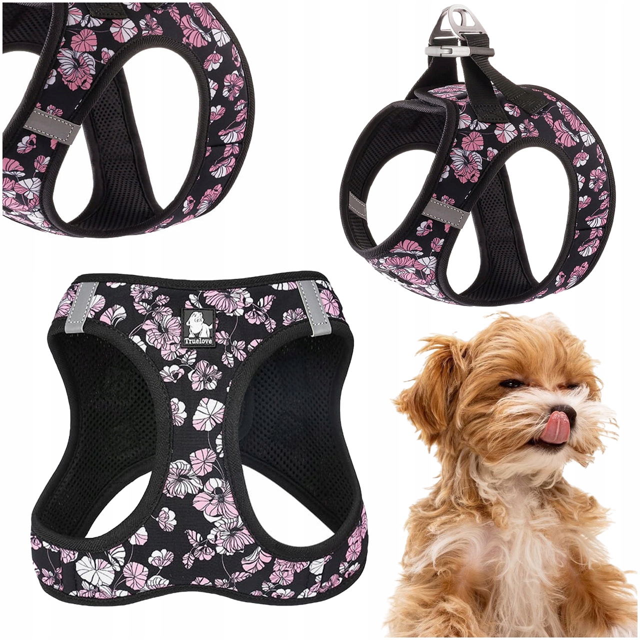 Levně Postroje Pro Malého Psa Typu Step-in Nastavitelné Truelove Mini Lehké Černé S