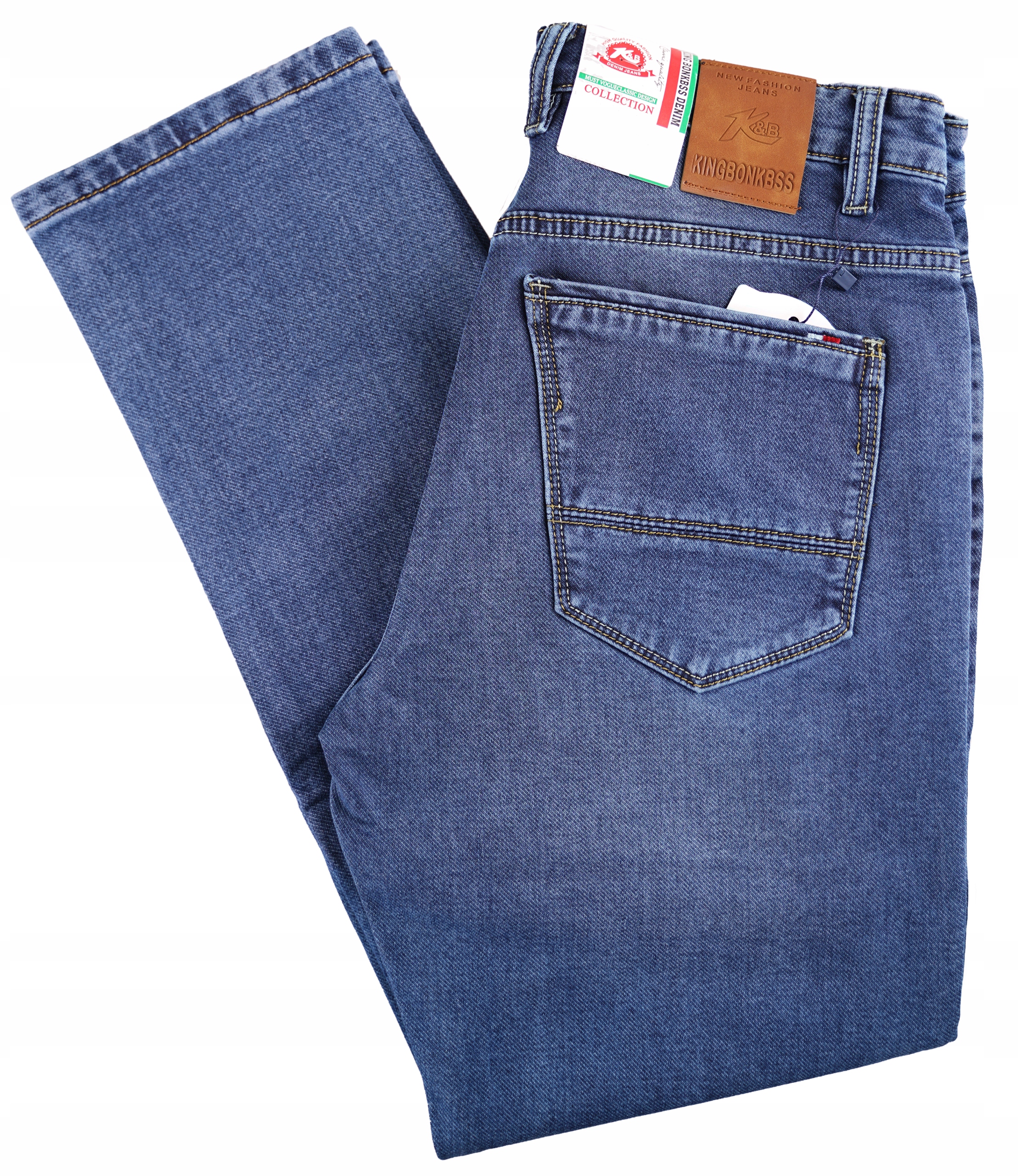 Spodnie Męskie Jeansowe Niebieskie Wycierane Klasyczne Slim Fit W33 L30