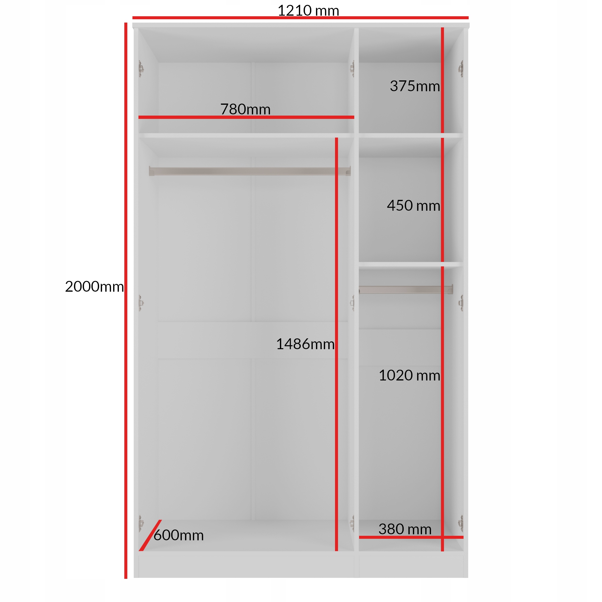 Szafa uchylna z lustrem Monza 3D 120 Biała