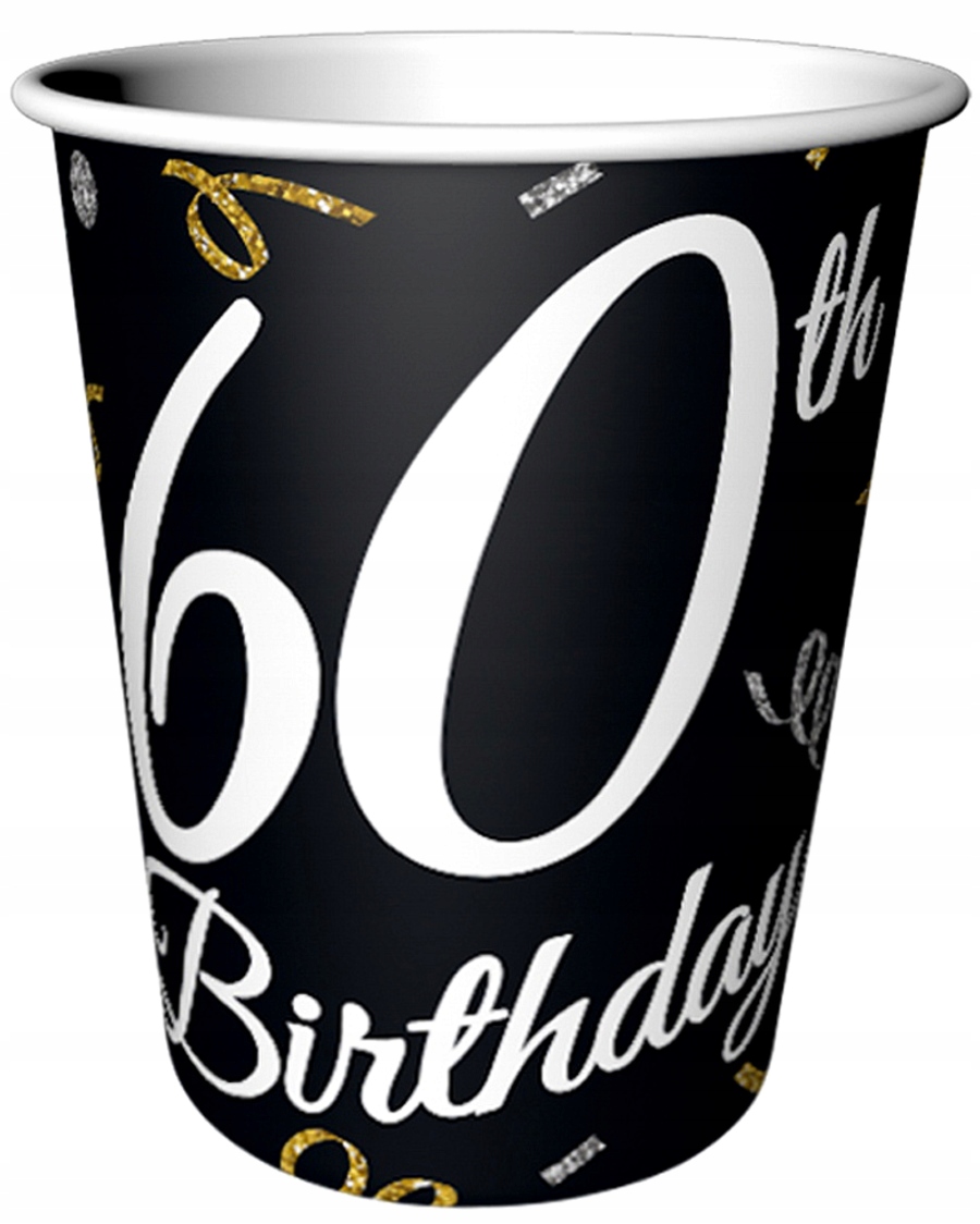 KUBECZKI JEDNORAZOWE 60 URODZINY-6 SZTUK-1213
