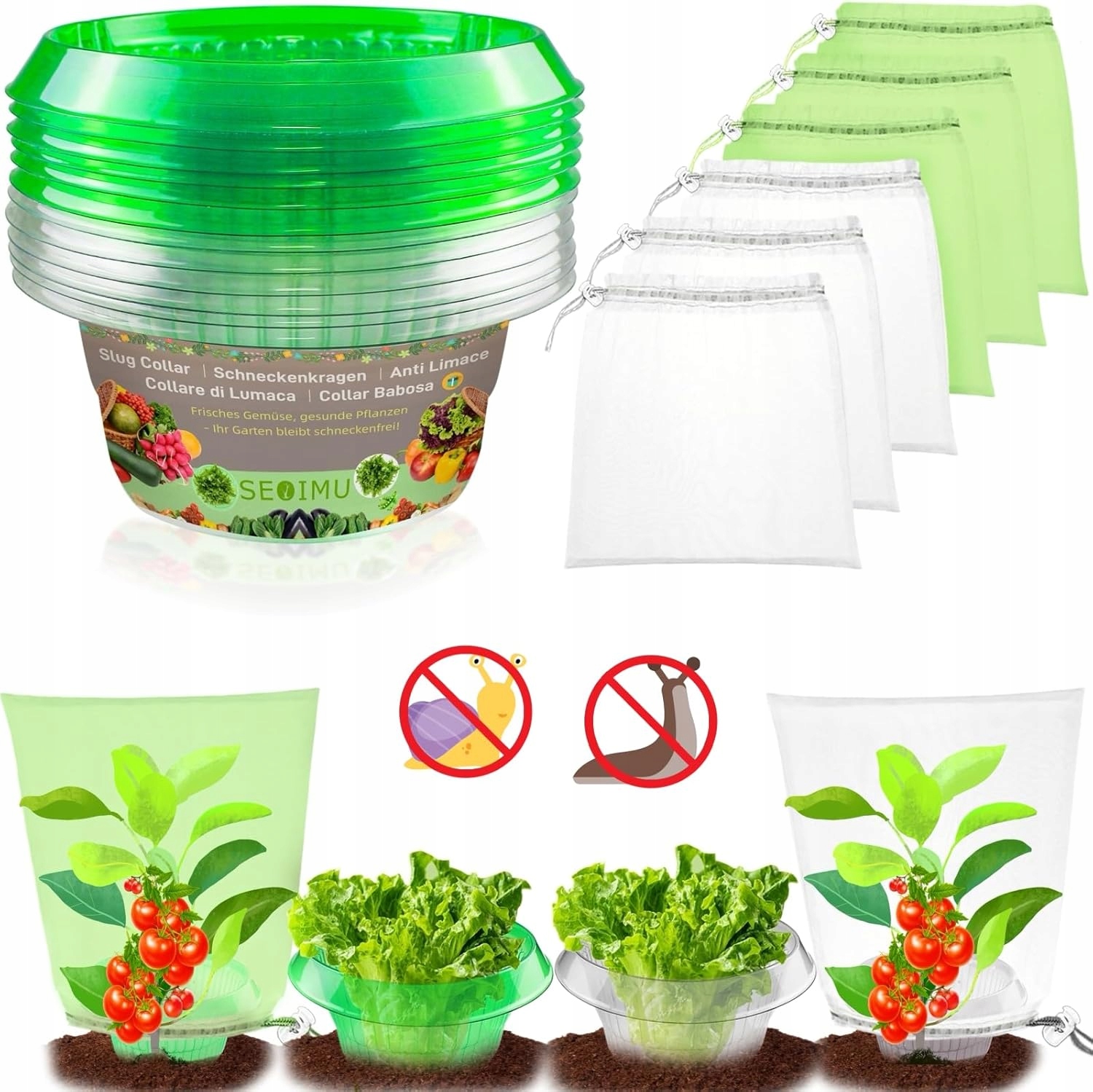 Sada 20 přírub 20 sítí na ochranu rostlin proti slimákům a hmyzu