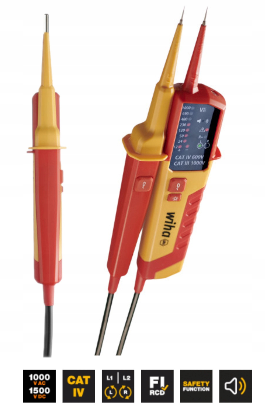 Wiha Tester napětí a kontinuity obvodu 12 – 1 000 V Ac Cat IV 45216