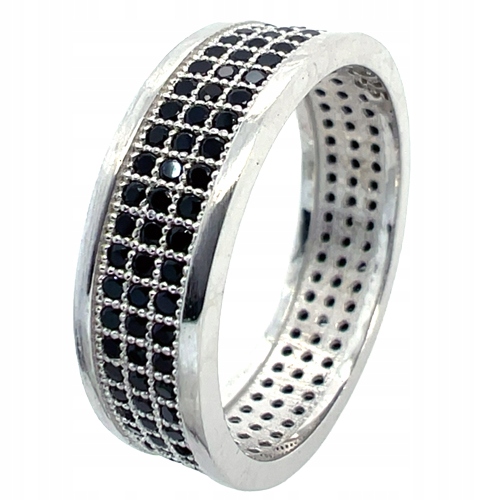 Stříbrný prsten s černými zirkony