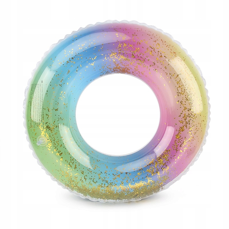 DMUCHANE KOŁO DO PŁYWANIA TĘCZOWE BROKAT BASEN