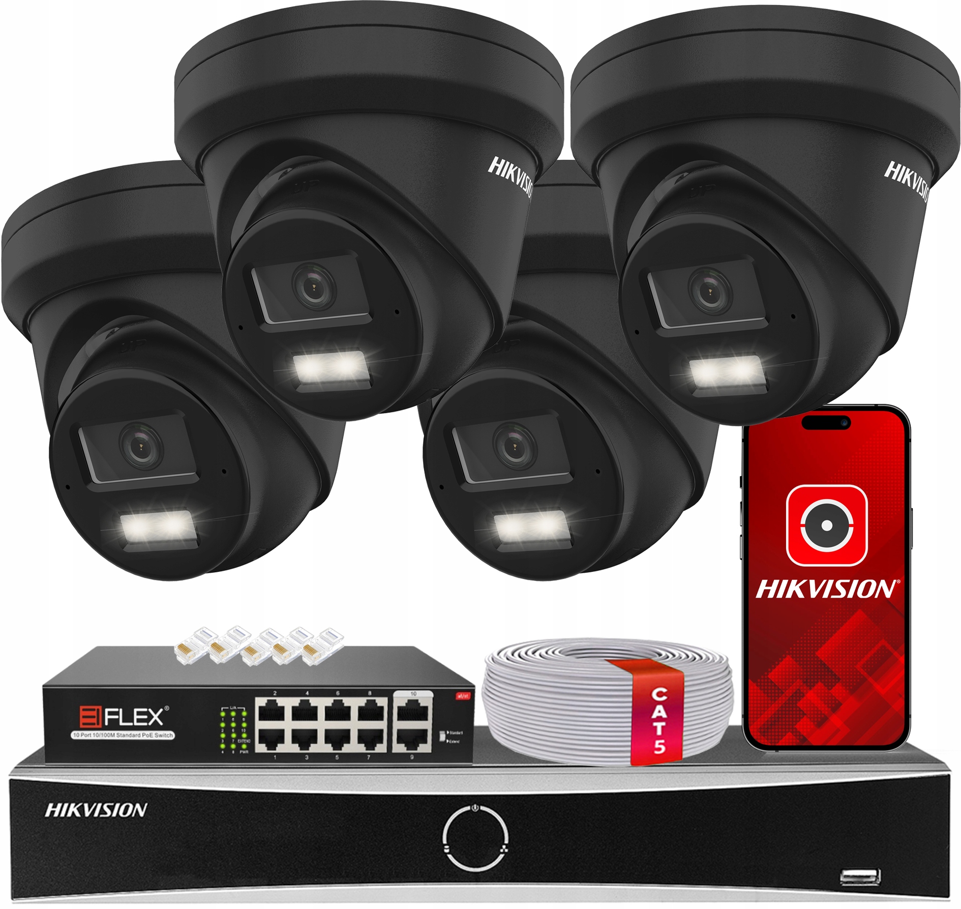 Sada na monitorovanie 8MPx Hikvision Acusense 4x DS-2CD2383G2-LI2U Black PoE