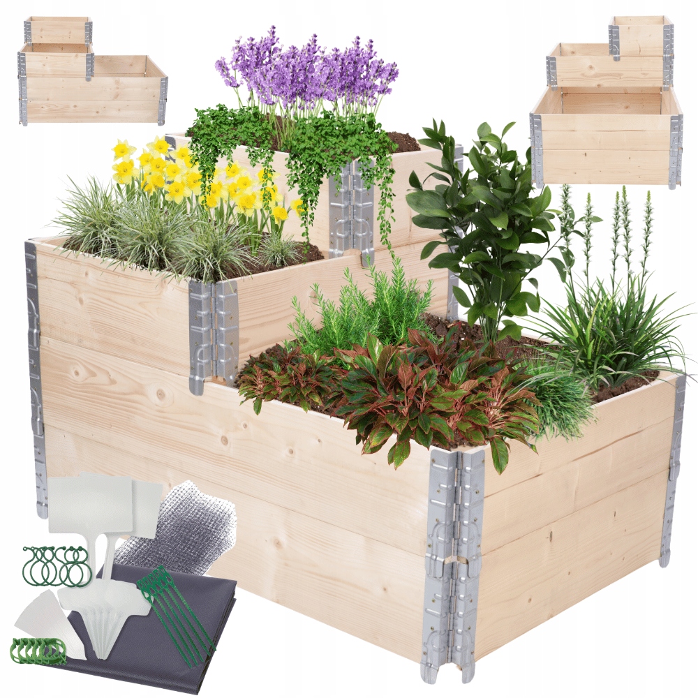 Kaskádový vyvýšený záhon s nastavitelnou bednou pařeniště bylinkový záhon 60x120x80