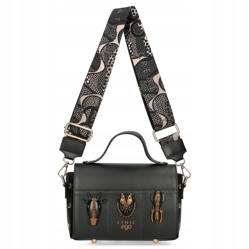 Dámská kabelka Ego Kufřík Aztécké zázraky přírodní kůže černá dva pruhy