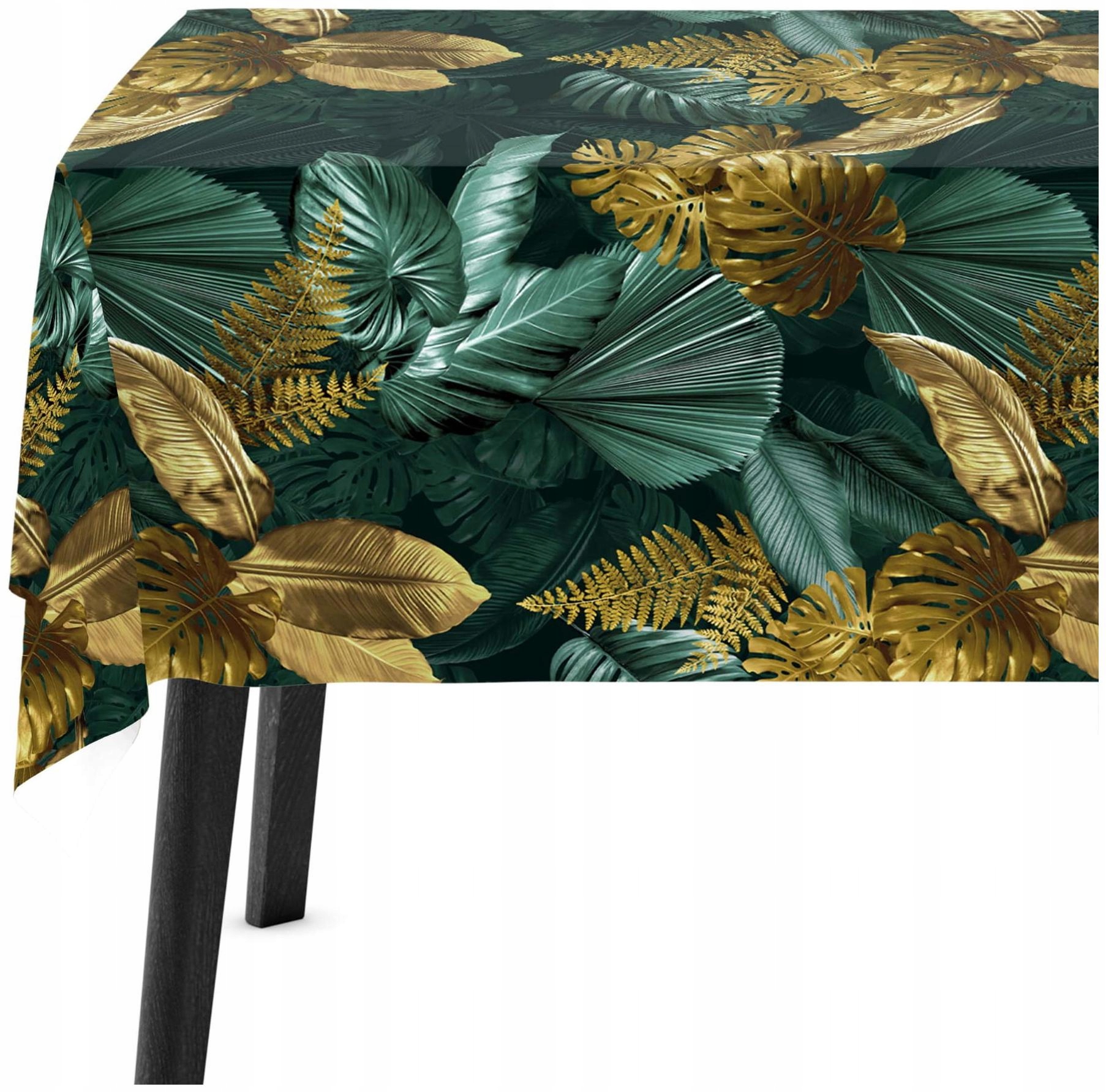 Ubrus na stůl 140x200 Listy zelené a zlaté 8268