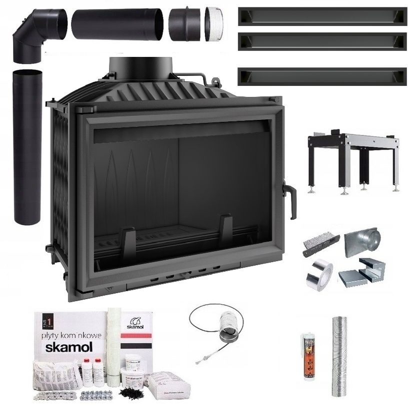 Komínová Vložka Litinová Viktor 14 kW Eko Set Trubky Lufty Desky