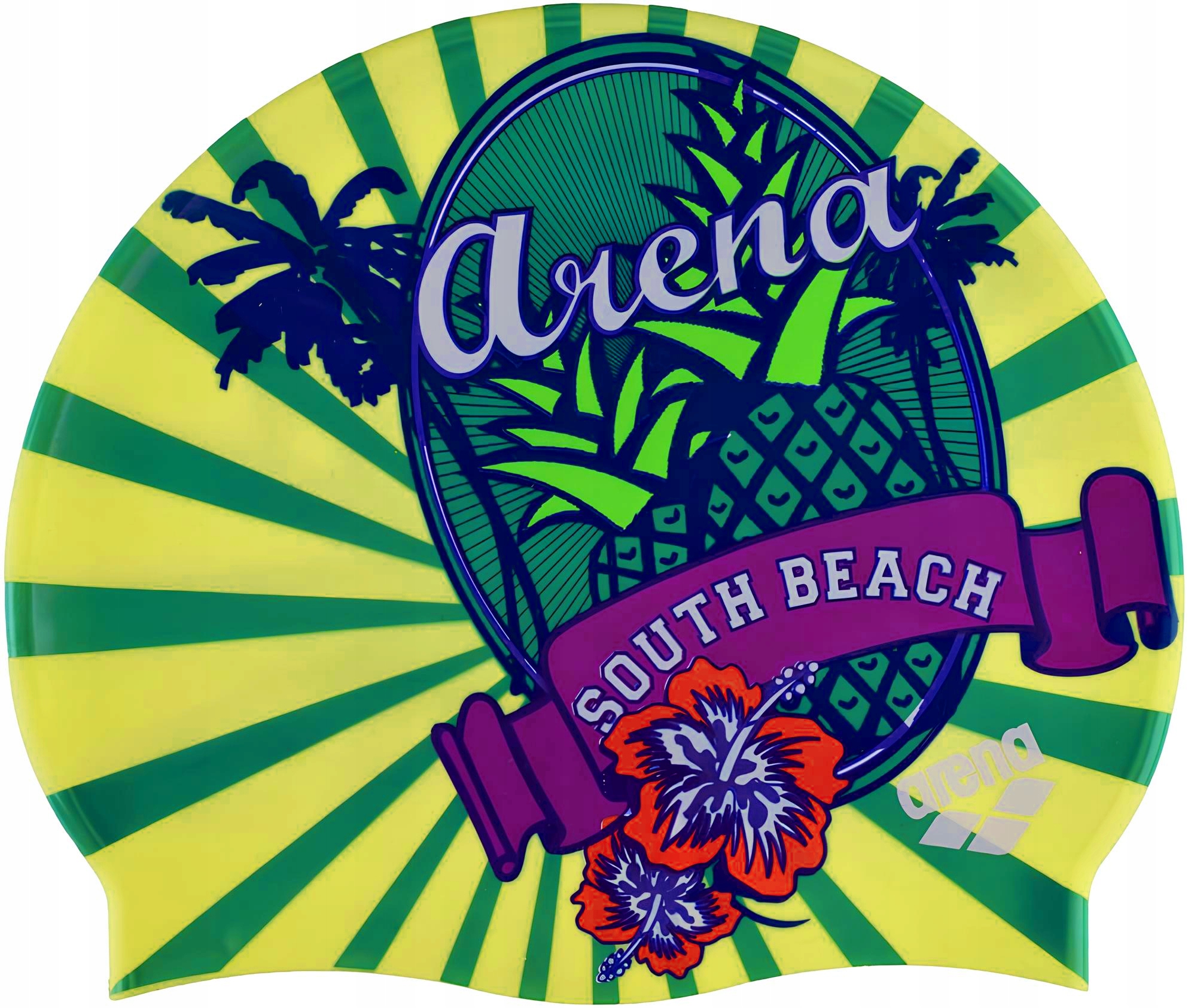 CP17 Czepek Pływacki Silikonowy Na Basen ARENA PRINT SOUTH