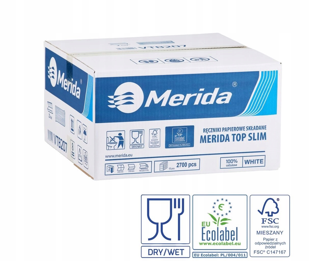 Levně Papírové ručníky Merida Top Slim bílé 2war 2700s