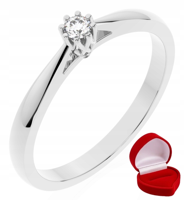 Zlatý Prstýnek 585 14k Brylant Lab 0,06 ct Bílé Zlato R25