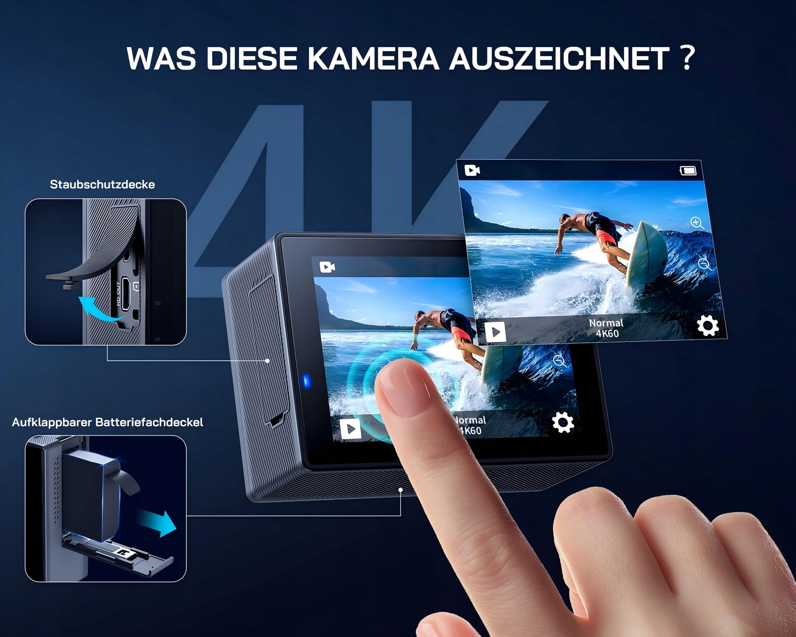 WOLFANG GA300 Kamera Sportowa 4K 60FPS Wodoodporna WiFi EIS — miniatura 2