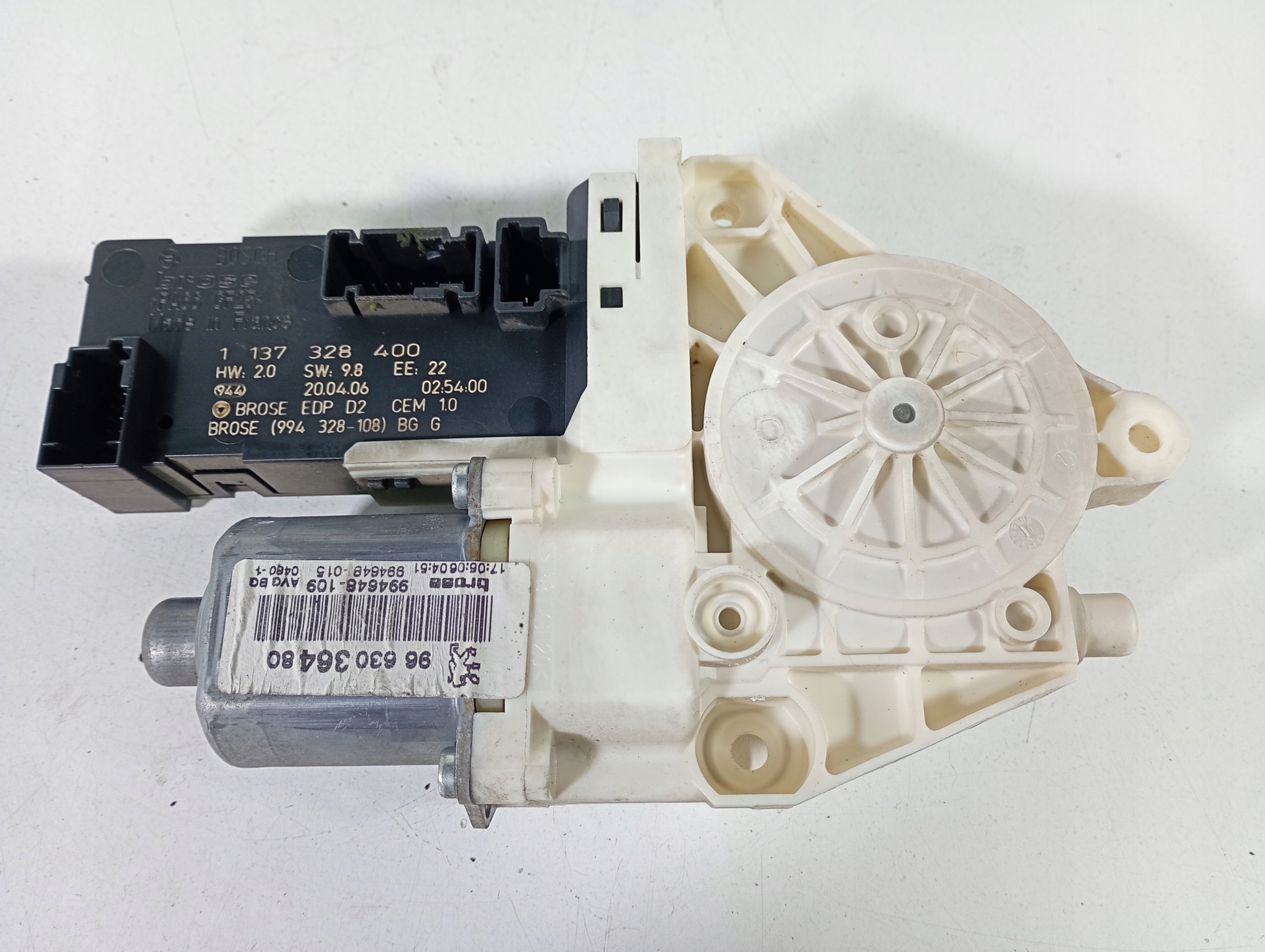 PEUGEOT 407 04-11 engine mini motor windows left front OE 9663036480