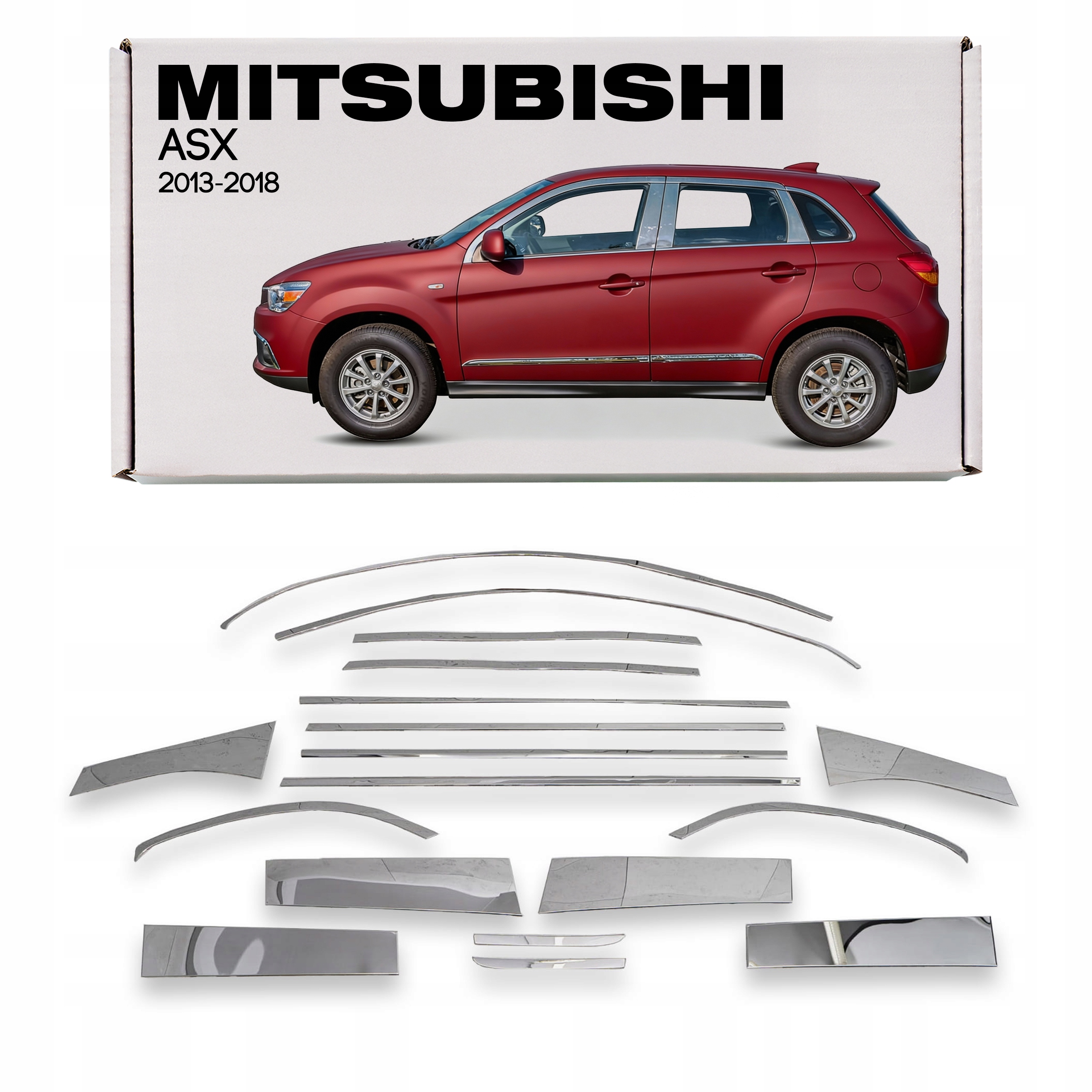Mitsubishi Asx 2013-2018 Lišty Skla, Leštená Oceľ