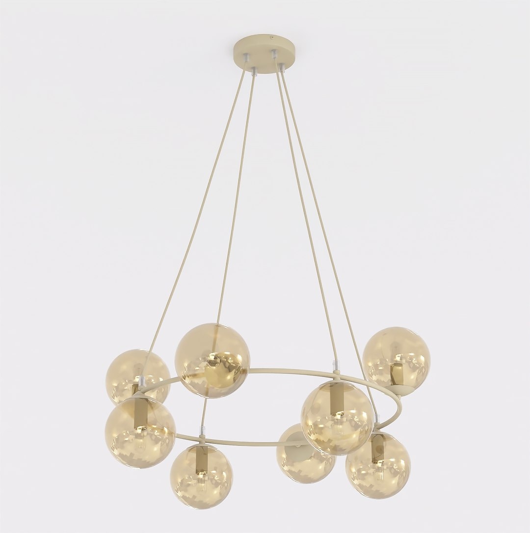 Luster Azura Mokka Amber 9-bodová závesná lampa, sklenené gule, E14, béžová