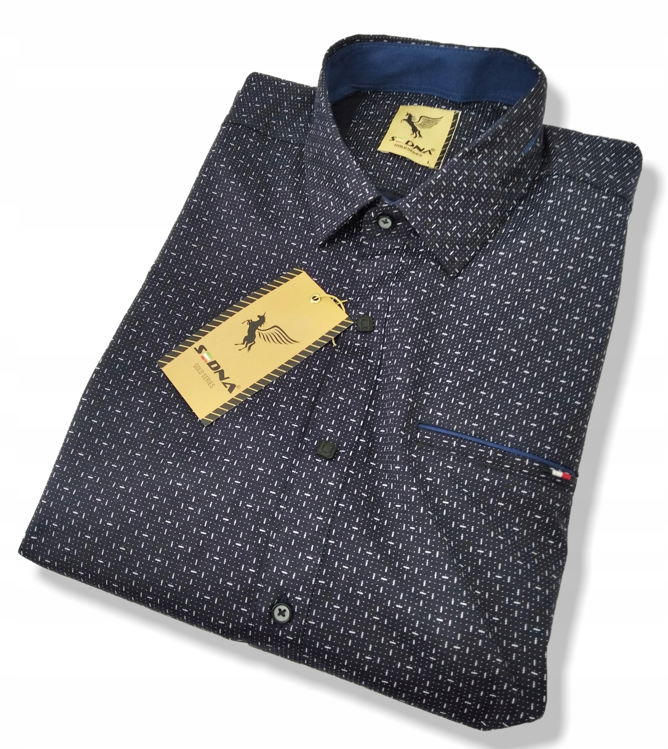 KOSZULA MĘSKA GRANATOWA CIEMNA KRÓTKI RĘKAW SDN 854 M 39/40 Rozmiar M