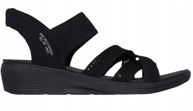 Skechers Černé Ažurové Klasické Sandály Na Plochém Podpatku 39 J1A