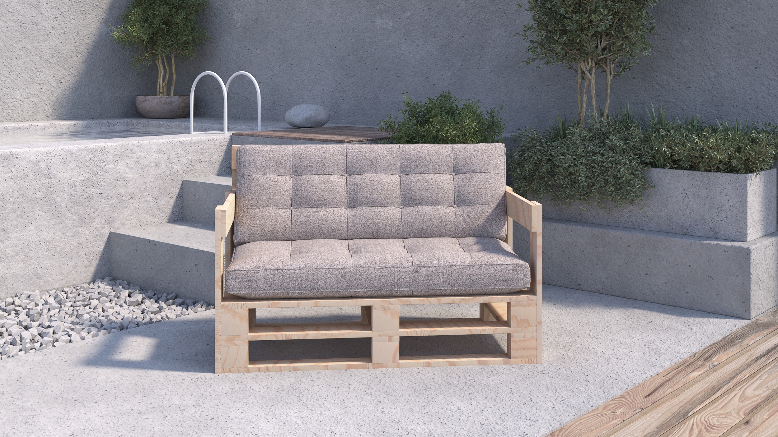 Nábytek z palet Sofa 100/60 cm, dřevěný nábytek (Mpe-So-1/6N)