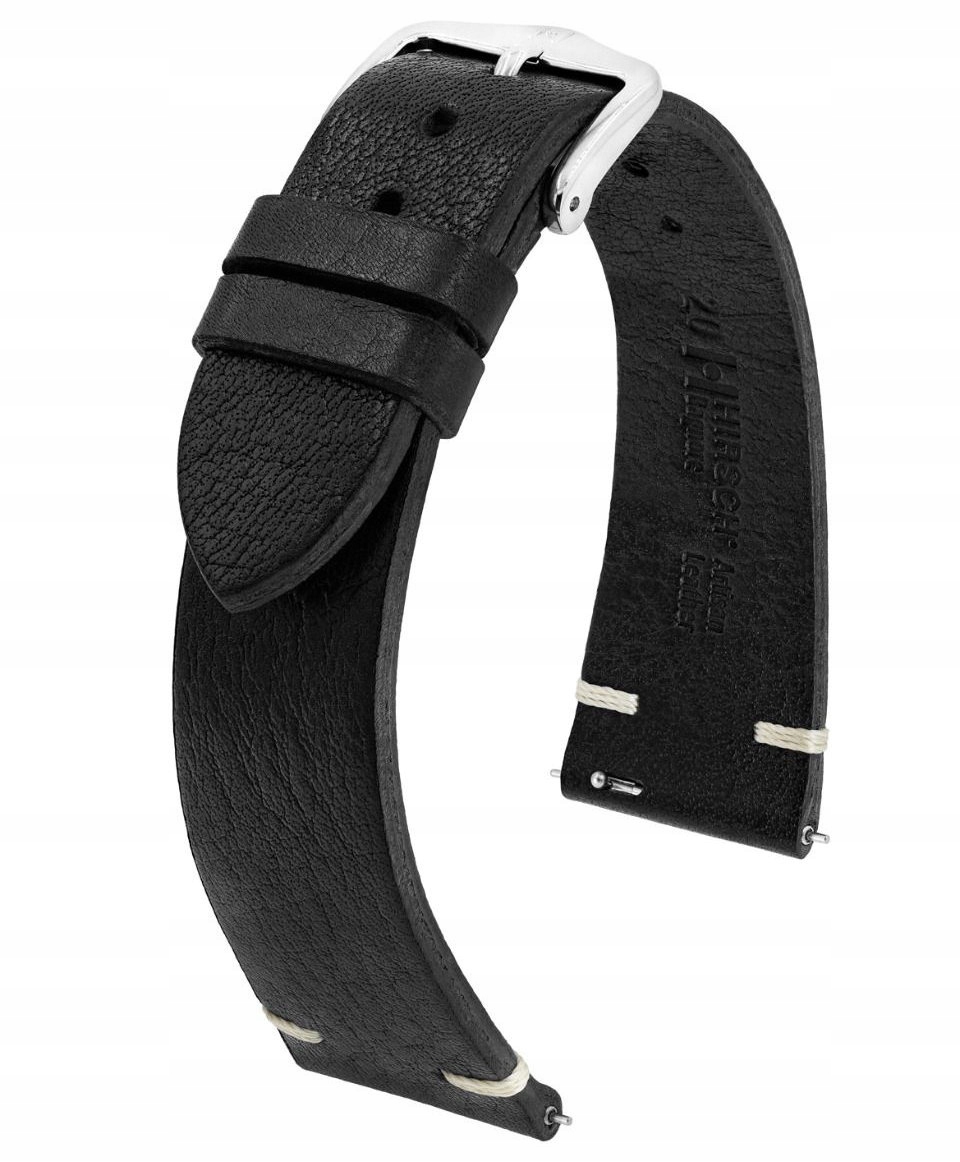 Klasický Černý Kožený Retro Řemínek Pro Hodinky Hirsch Bagnore L 20 mm