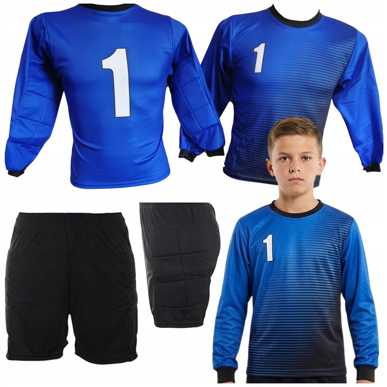 Strój Piłkarski Bramkarski Dla Dzieci Chłopca Bluza Koszulka Spodnie 146 cm