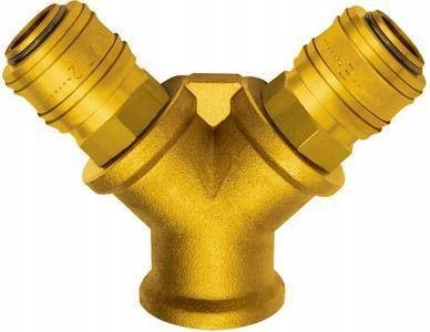 Rozdzielacz z mosiadzu z 2 zlaczami, gwint wewn.