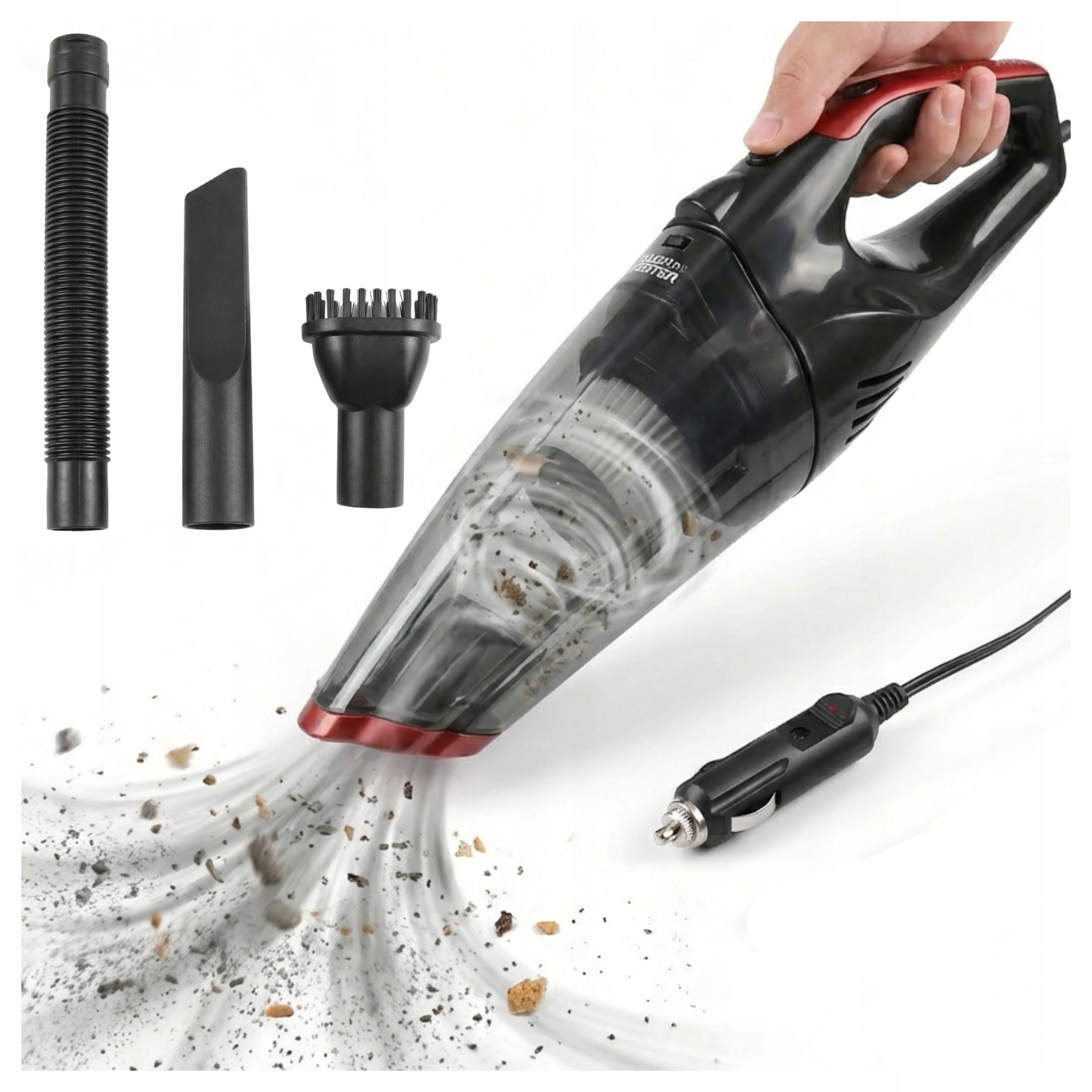 Odkurzacz Samochodowy 100W Led 12v Mocny Ręczny Bezworkowy Hepa Cyklonowy