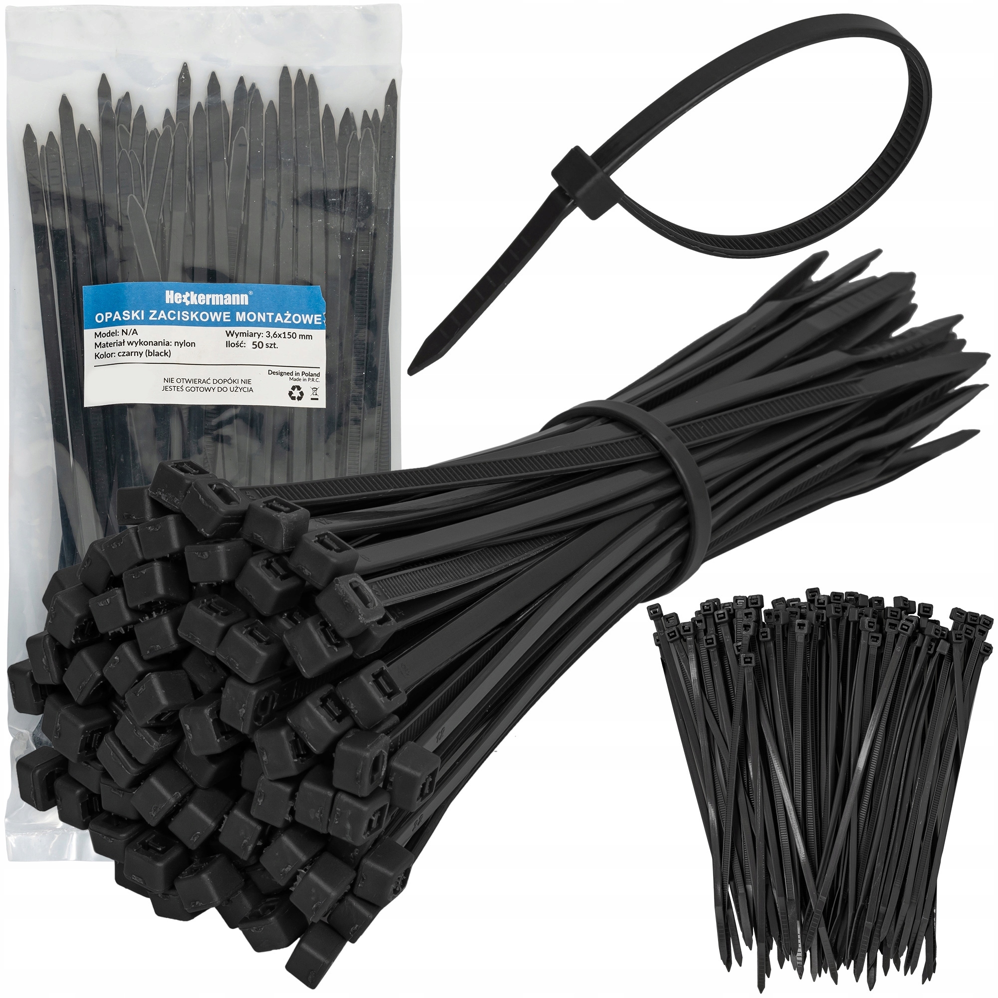 Opaski Zaciskowe Mocne Trytytki 3,6x150mm 50 Szt Czarne