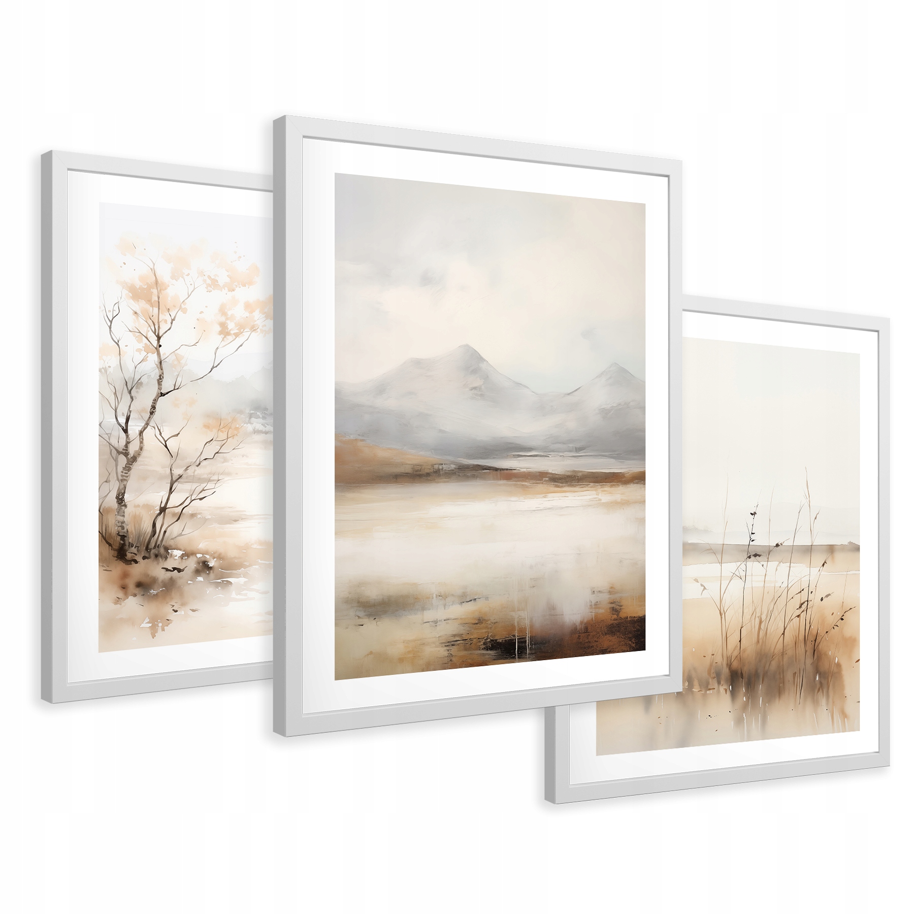 Zestaw Obrazy w ramie plakaty pampas góry krajobraz pejzaż tryptyk 43x99
