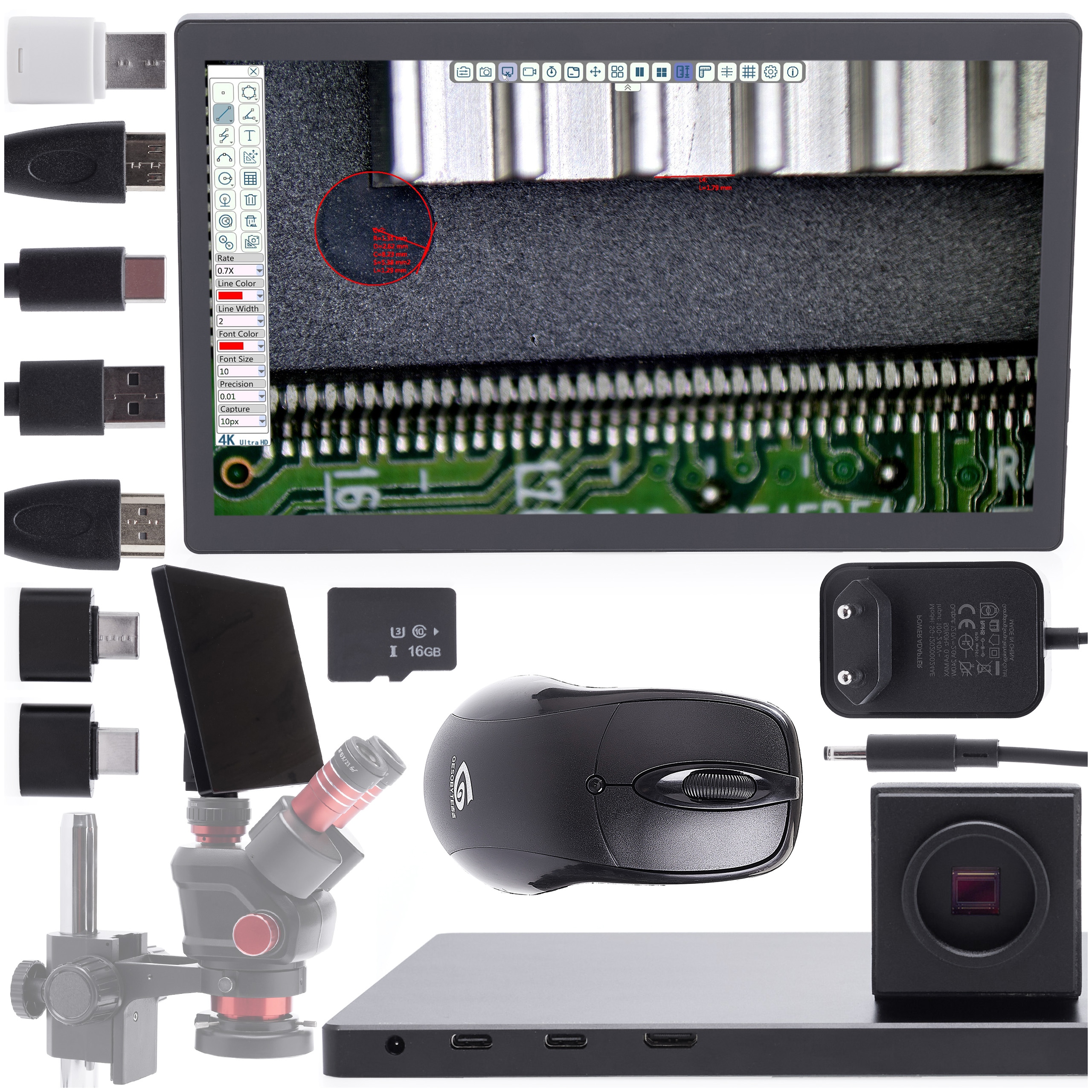 Monitor S Kamerou Pro Mikroskop 11.6 Ips 4K Hdmi Sony LCD displej Fullhd